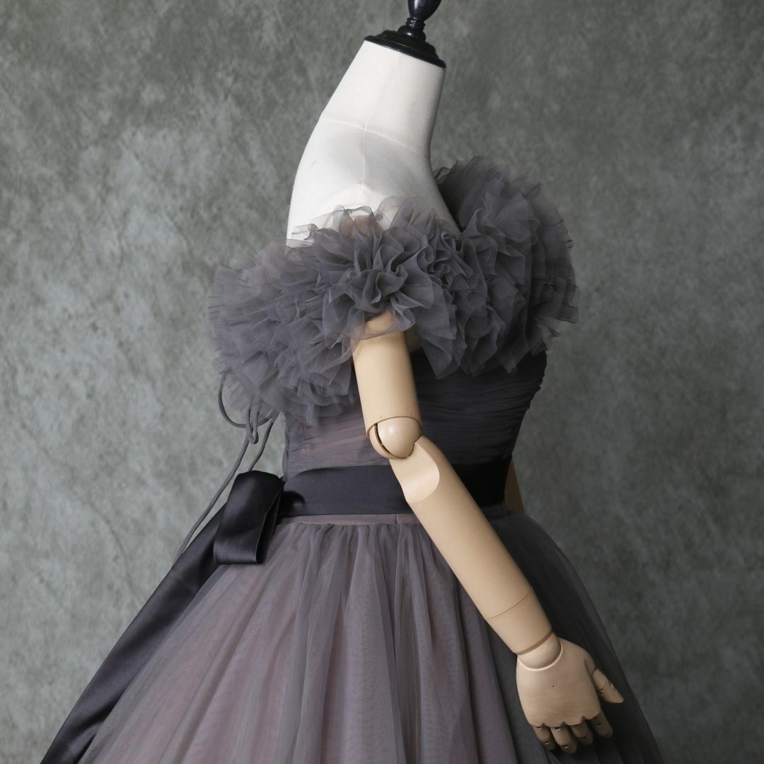 新品在庫処分！激安！3waysグレーカラードレス　オフショルダー　サッシュベルト レディースのフォーマル/ドレス(ウェディングドレス)の商品写真