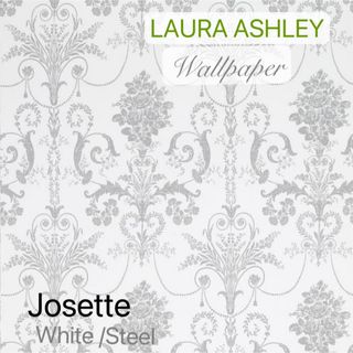 ローラアシュレイ(LAURA ASHLEY)のローラアシュレイ UK製壁紙JOSETTE ホワイト/スチール　新品1本から(ロールスクリーン)