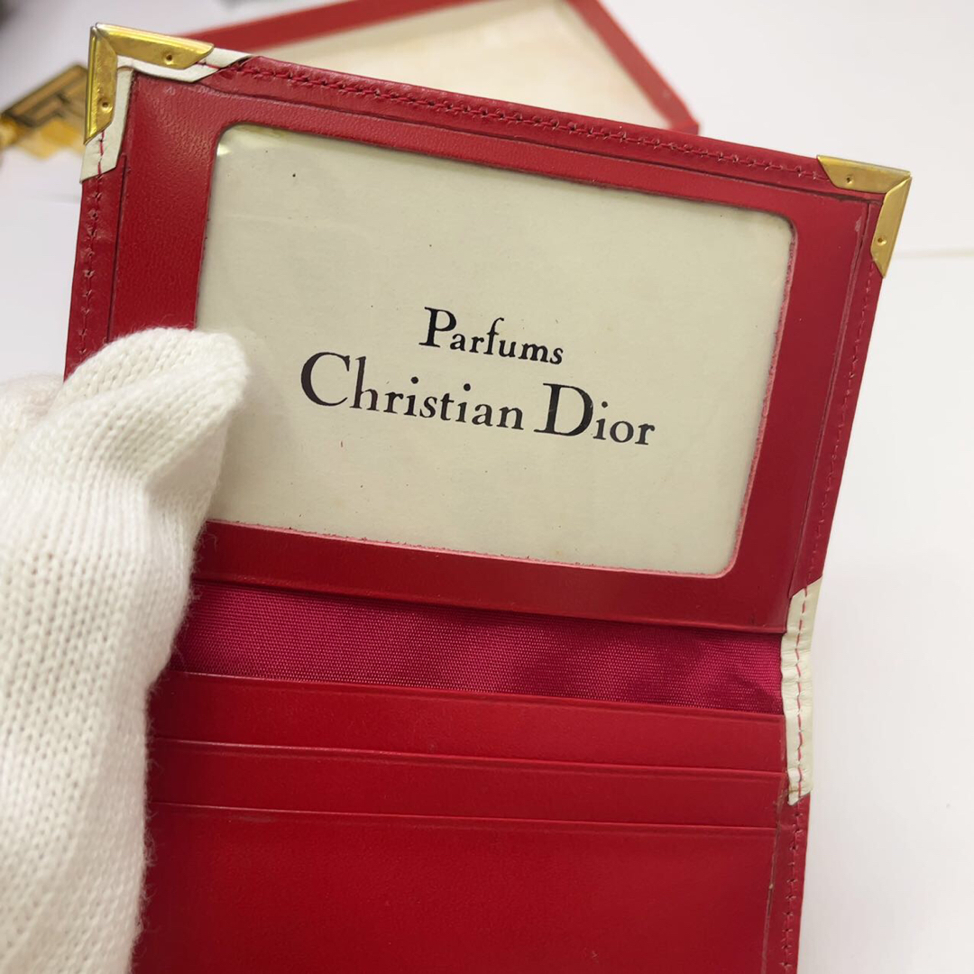 Christian Dior(クリスチャンディオール)の長期保管品 クリスチャンディオール 定期入れ パスケース 名刺入れ 赤 レッド レディースのファッション小物(パスケース/IDカードホルダー)の商品写真