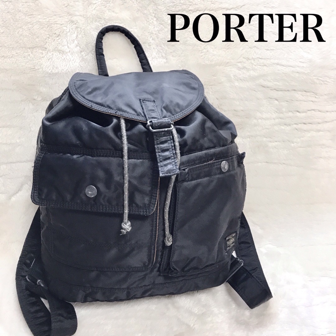 みららショップリュックPORTER ポーター タンカー 巾着 リュック バックパック ブラック 黒