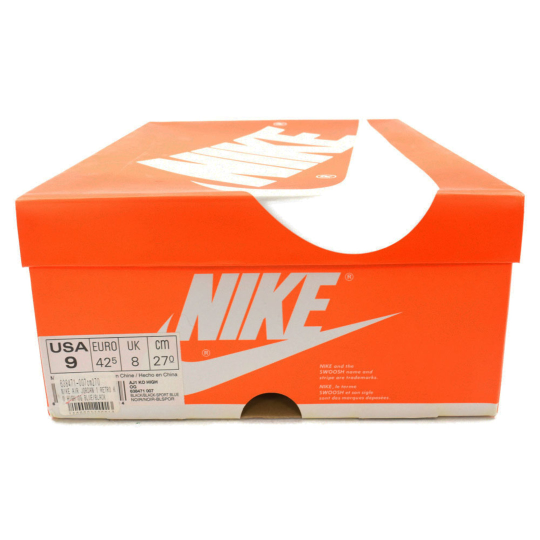 NIKE(ナイキ)のNIKE ナイキ AIR JORDA1 KO RETRO HIGH エアジョーダン1 ノックアウト レトロ ハイカットスニーカー ブラック/ブルー 638471-007 US9 メンズの靴/シューズ(スニーカー)の商品写真