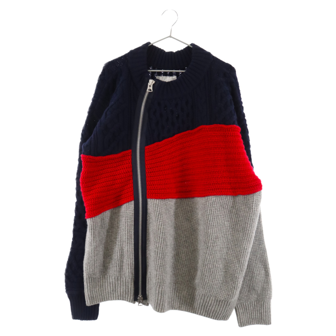 Sacai サカイ 21AW Wool Knit Blouson ウールニットセーターブルゾン ジャケット グレー/レッド/ネイビー  21-02611M | フリマアプリ ラクマ