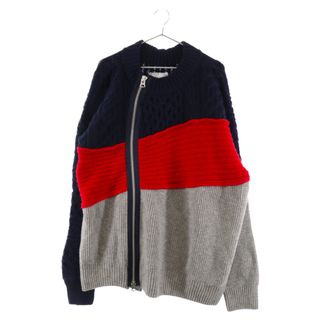 サカイ(sacai)のSacai サカイ 21AW Wool Knit Blouson ウールニットセーターブルゾン ジャケット グレー/レッド/ネイビー 21-02611M(フライトジャケット)