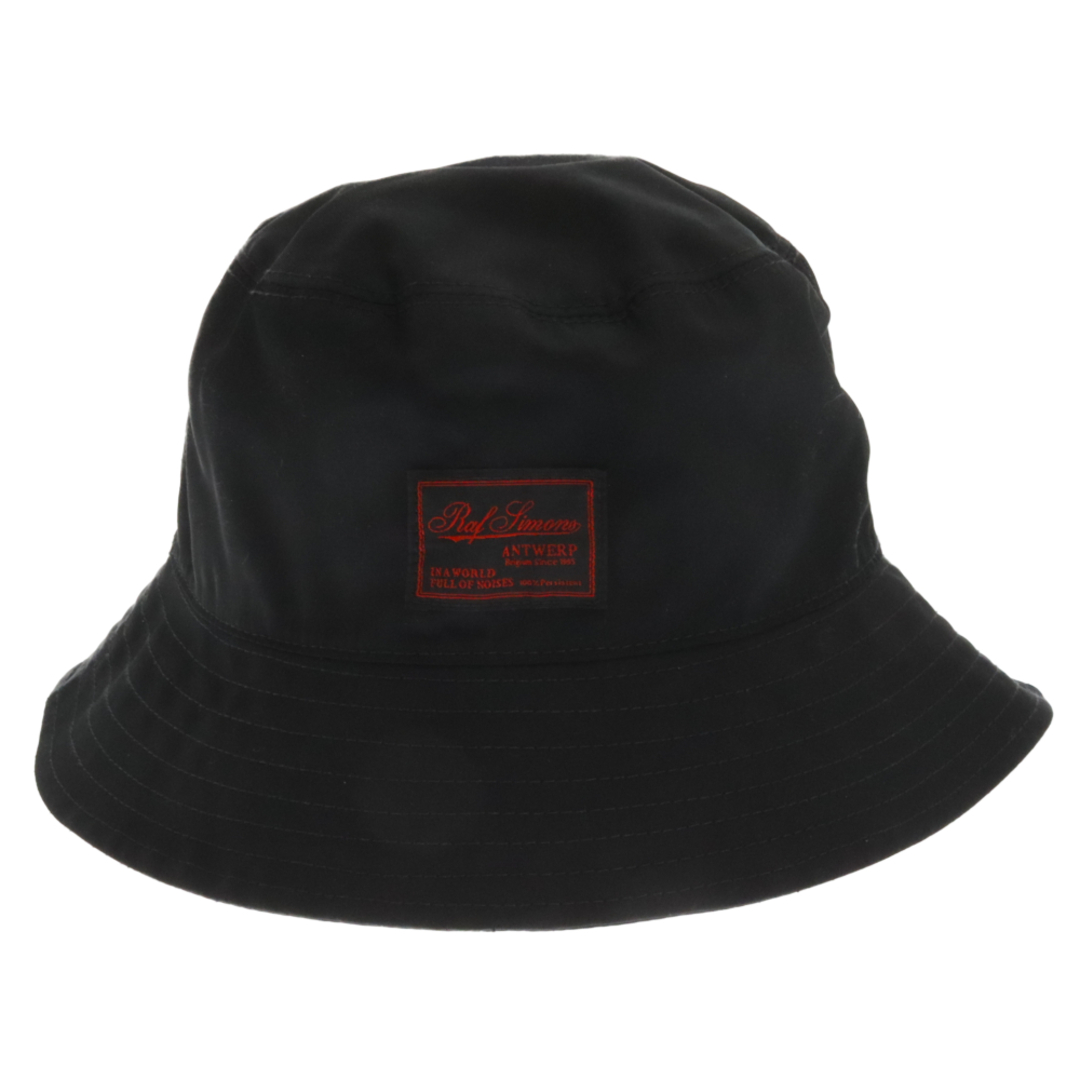 RAF SIMONS(ラフシモンズ)のRAF SIMONS ラフシモンズ SOLID COLOR BUCKET HAT WITH LOGO PATCH ロゴパッチ付き バケットハット ブラック 221-945 メンズの帽子(ハット)の商品写真