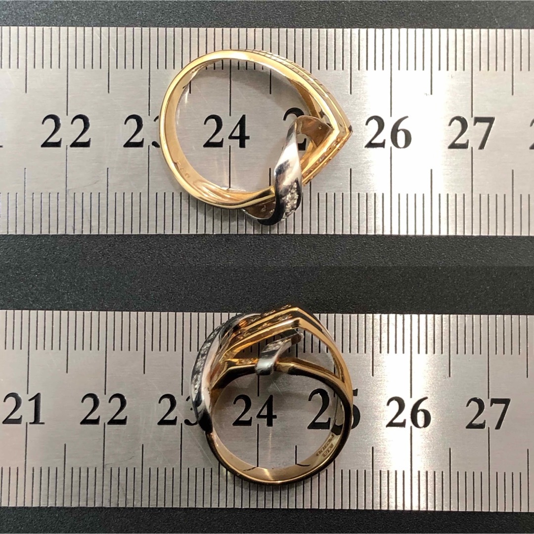 専用品(C010990)K18 PT900 リング 指輪 ダイヤ プラチナYG レディースのアクセサリー(リング(指輪))の商品写真