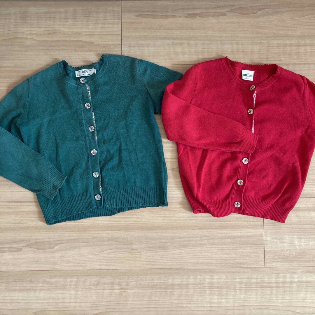 SHIPS KIDS(シップスキッズ)のSHIPS キッズカーディガン　100 双子　セット キッズ/ベビー/マタニティのキッズ服女の子用(90cm~)(カーディガン)の商品写真