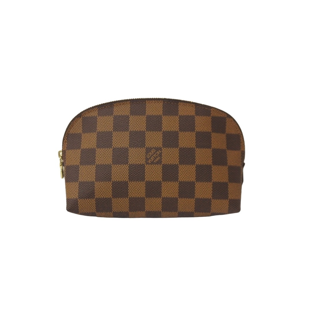 開閉式LOUIS VUITTON ルイヴィトン ポーチ N47516 ダミエ ポシェット コスメティック ブラウン ゴールド金具 美品  58881