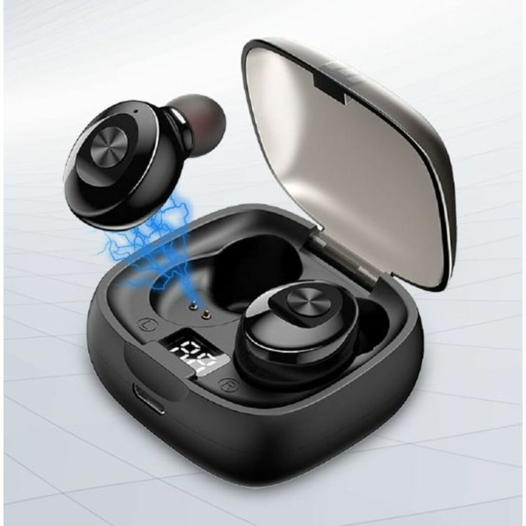 送料込 ワイヤレスイヤホン Bluetooth スマホ LED残量表示 自動接続 スマホ/家電/カメラのオーディオ機器(ヘッドフォン/イヤフォン)の商品写真
