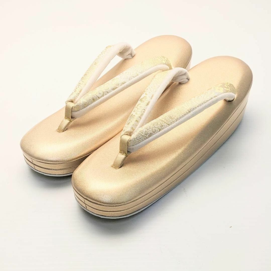 和装 草履 フォーマル 低反発 紗織 ゴールド Mサイズ レディースの靴/シューズ(下駄/草履)の商品写真