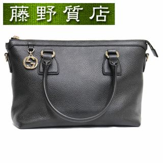 グッチ(Gucci)の (美品)グッチ GUCCI 2way トート バッグ インターロッキングG 斜め掛け 黒 ザー ゴールド金具 449659 8035(ショルダーバッグ)