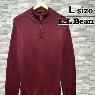 エルエルビーン(L.L.Bean)のL.L.Bean　ハーフジップニット　セーター　ワインレッド　無地　USA古着(ニット/セーター)