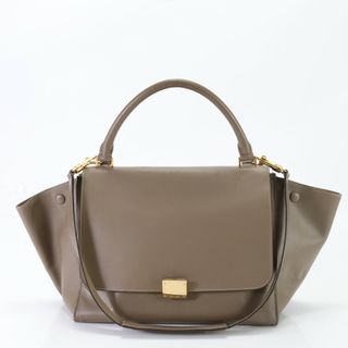 セリーヌ(celine)の美品 セリーヌ トラペーズ ミディアム レザー 2WAY ショルダーバッグ 肩掛け トート ハンド 本革 A4 レディース MHM J7-3(ショルダーバッグ)