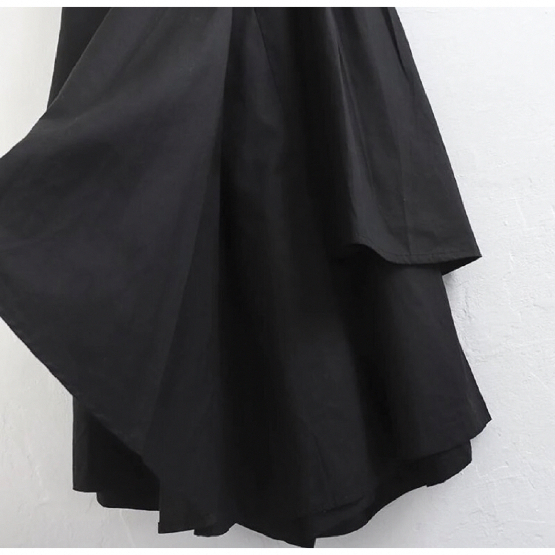 大きいサイズ　重ね着風アシンメトリースカート+袴パンツ レディースのパンツ(その他)の商品写真