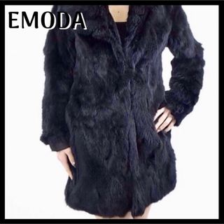 EMODA リアルファー ラビット ロングコート Black 美品