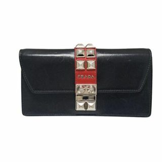 プラダ(PRADA)のプラダ 長財布 クラッチ スタッズ レザー ブラック 黒 メンズ レディース(財布)