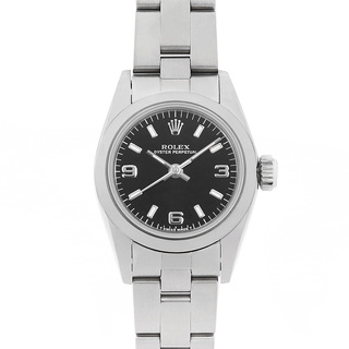 ロレックス(ROLEX)のロレックス オイスターパーペチュアル 67180 ブラック 369ホワイトバー T番 レディース 中古 腕時計(腕時計)