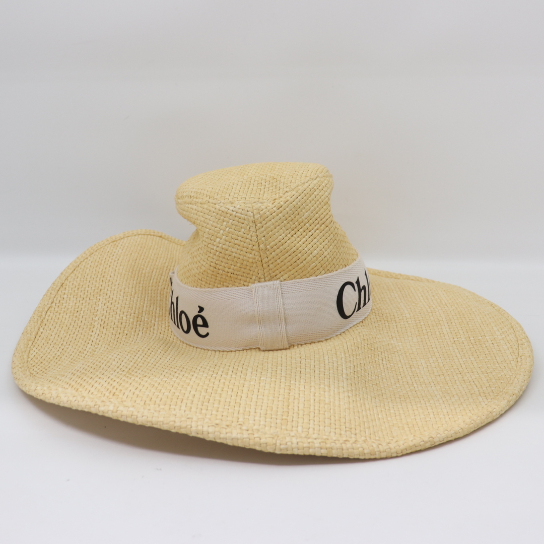 Chloe(クロエ)のIT9281MF33PK Chloe クロエ ラフィア ストロー ハット 麦わら帽子 ロゴ リボン レディース 日除け つば広 ファッション 小物 アイテム レディースの帽子(麦わら帽子/ストローハット)の商品写真