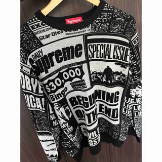 Supreme - supreme 2018aw Newsprint Sweater【希少品】の通販 by ...