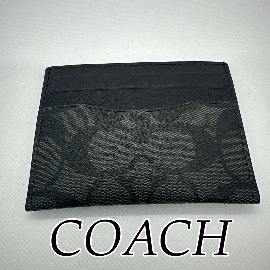 COACH(コーチ)の【USA輸入】コーチ　カードケース　シグネチャー　黒　定期入れ　ID キャンバス レディースのファッション小物(パスケース/IDカードホルダー)の商品写真