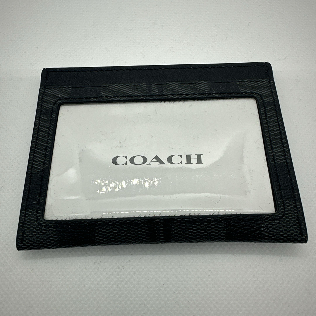 COACH(コーチ)の【USA輸入】コーチ　カードケース　シグネチャー　黒　定期入れ　ID キャンバス レディースのファッション小物(パスケース/IDカードホルダー)の商品写真