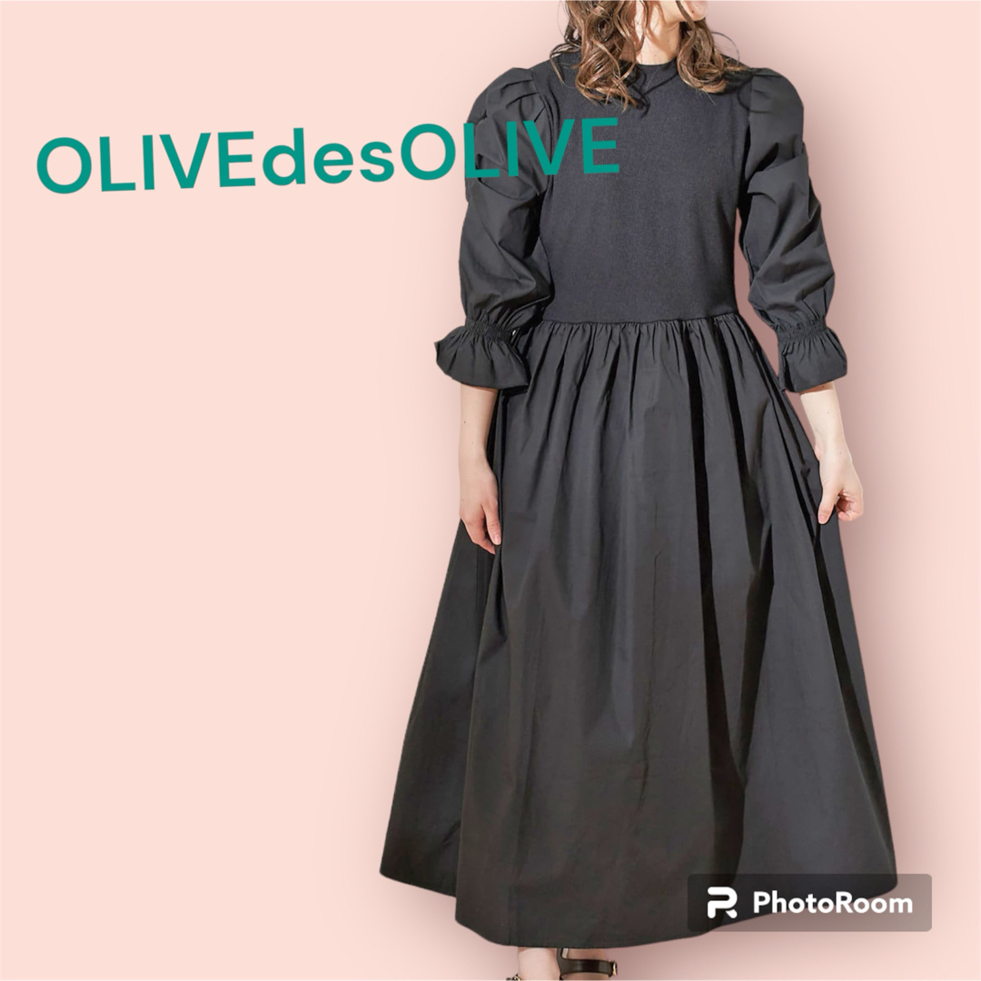 OLIVEdesOLIVE(オリーブデオリーブ)のOLIVEdesOLIVEブラックロングワンピース レディースのワンピース(ロングワンピース/マキシワンピース)の商品写真