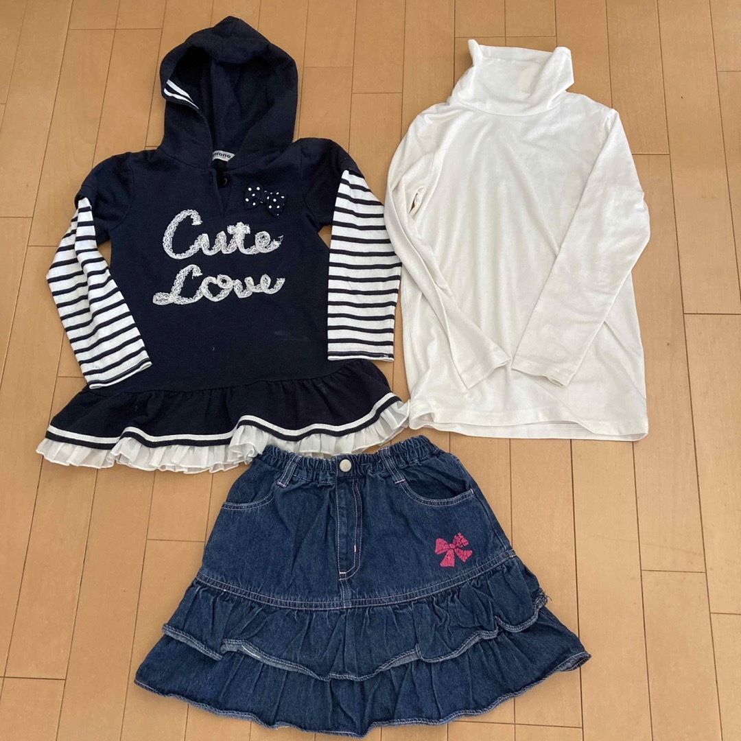 しまむら(シマムラ)の120センチ3枚セット キッズ/ベビー/マタニティのキッズ服女の子用(90cm~)(Tシャツ/カットソー)の商品写真