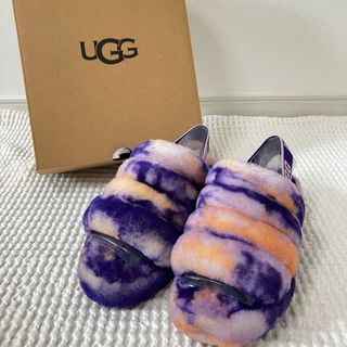 アグ(UGG)の新品　ugg アグ　サンダル　厚底　ファー　マーブル　パープル　派手　ピンク(サンダル)