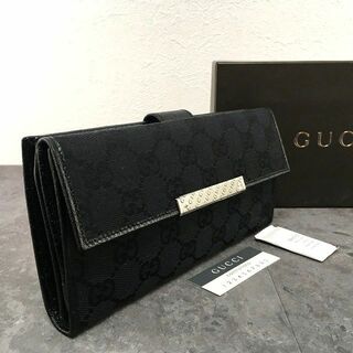グッチ(Gucci)の未使用品 GUCCI 長財布 112715 GGキャンバス 黒 410(財布)