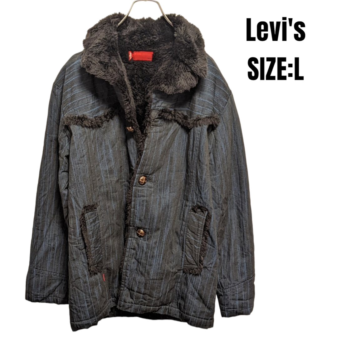 Levi's(リーバイス)のLevi's リーバイス ストライプ デニムコート Lサイズ 裏ボア 防寒コート メンズのジャケット/アウター(チェスターコート)の商品写真