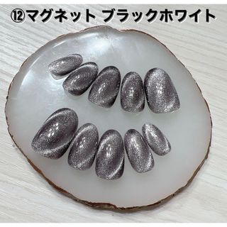 ⑫ネイルチップ ハンドメイド マグネット ブラックホワイト