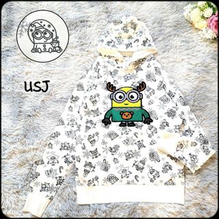 ミニオン - ミニオンズ●USJ限定♪総柄ビッグイラスト立体ボブフード付き裏毛長袖パーカー