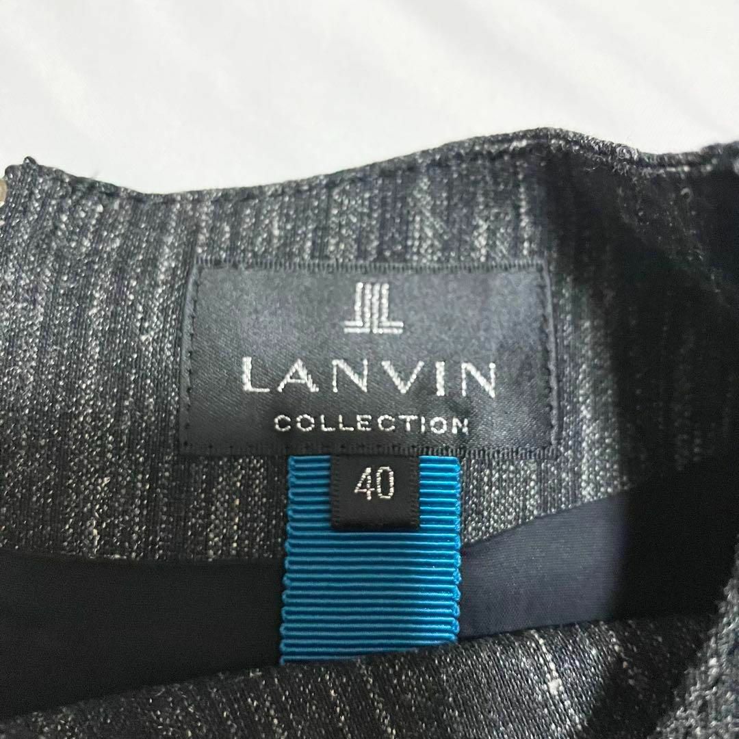 LANVIN(ランバン)の美品 ランバン 膝丈ワンピース シルク混 40 チャコールグレー リボン レディースのワンピース(ロングワンピース/マキシワンピース)の商品写真