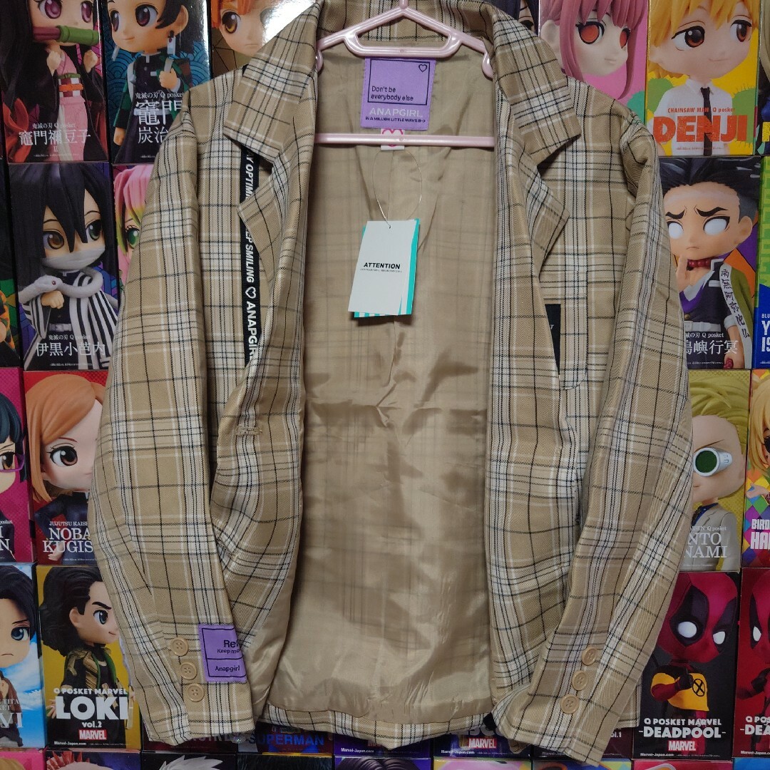 ANAP GiRL(アナップガール)の☆ ANAP アナップ  チェックテープ付ジャケット 卒園 入学 新品S 150 キッズ/ベビー/マタニティのキッズ服女の子用(90cm~)(ドレス/フォーマル)の商品写真