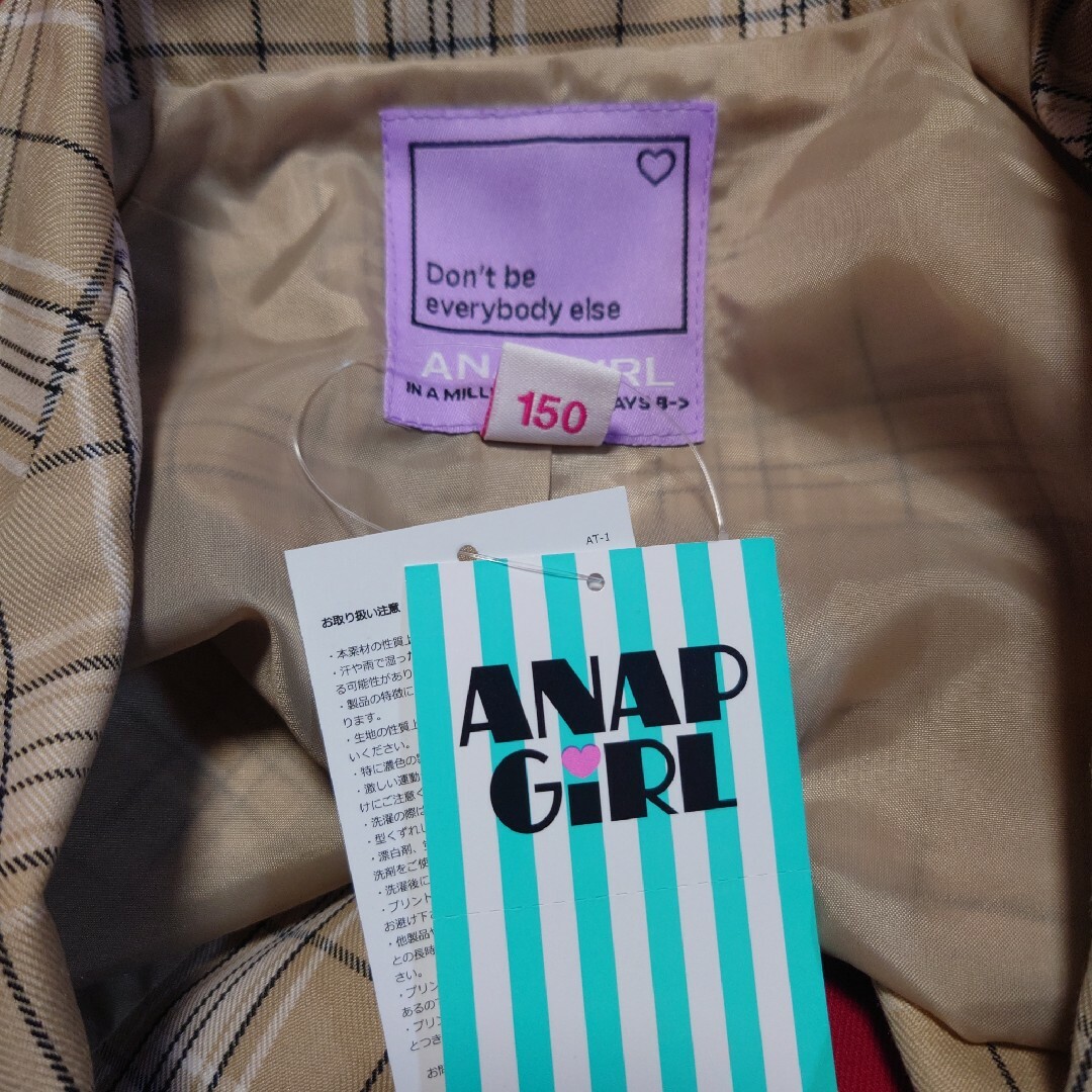 ANAP GiRL(アナップガール)の☆ ANAP アナップ  チェックテープ付ジャケット 卒園 入学 新品S 150 キッズ/ベビー/マタニティのキッズ服女の子用(90cm~)(ドレス/フォーマル)の商品写真