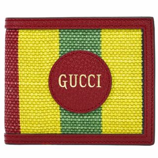 グッチ(Gucci)の本物 グッチ GUCCI キャンバス 折財布 コンパクトウォレット 札入れ ボルドー イエロー グリーン 財布 ウォレット 中古(折り財布)