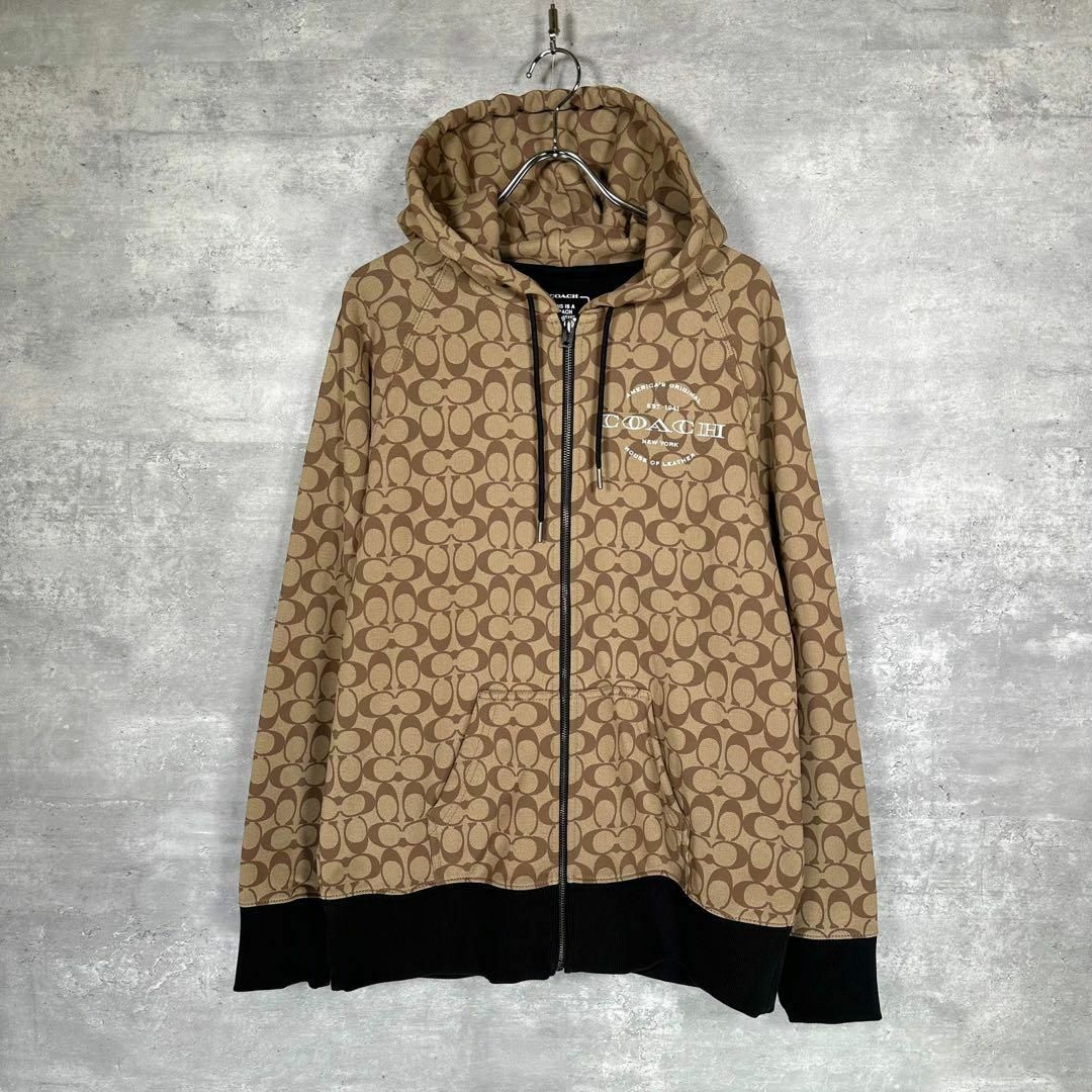 『coach』 コーチ (M) シグネチャー柄 ジップアップパーカー 『coach』 コーチ (M) シグネチャー柄 ジップアップパーカー