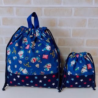 ハンドメイド⭐ドラえもん⭐お着替え入れ＆コップ入れ⭐(体操着入れ)