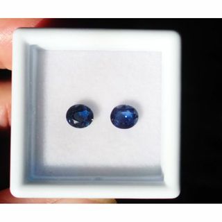 ✨天然コランダム🎶ブルーサファイア 2pcs 1.2ct ケース付(その他)