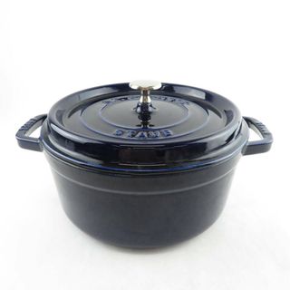 ストウブ(STAUB)の美品 STAUB ストウブ ピコ ココット ラウンド 両手鍋 ホーロー 24cm グランブルー 料理 調理器具 SU5194L (鍋/フライパン)