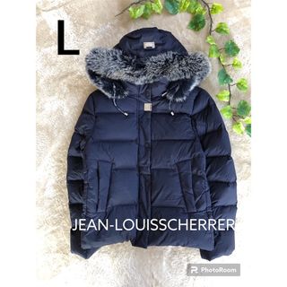 ジャンルイシェレル(Jean-Louis Scherrer)の美品✨ジャンルイシェレル　 ブルーフォックス　ダウンジャケット　ネイビー　Ｌ(ダウンジャケット)