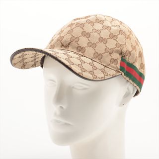 グッチ(Gucci)のグッチ GGキャンバス ポリエステル×ナイロン L ベージュ レディース(キャップ)