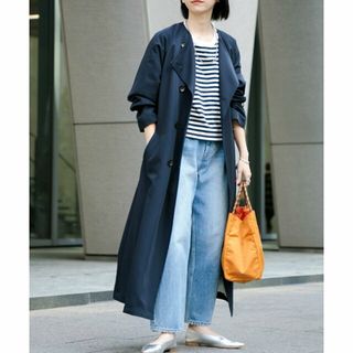 アーバンリサーチ(URBAN RESEARCH)の【NAVY】ノーカラーロングトレンチコート(トレンチコート)