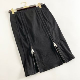 トムフォード(TOM FORD)の37A12 《美品》 TOM FORD トムフォード ダブルジップスカート 38 ブラック イタリア製 ボトムス バックジップ ハンガー付(ロングスカート)