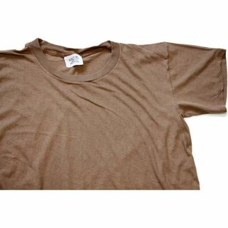 ミリタリー(MILITARY)の90s 米軍 無地 コットンTシャツ 茶 L★オールド ビンテージ ミリタリー コヨーテ ブラウン(Tシャツ/カットソー(半袖/袖なし))