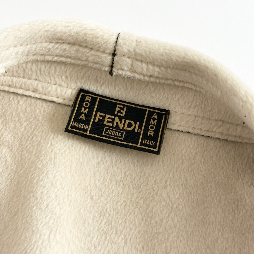 FENDI(フェンディ)の37A12 FENDI フェンディ ファーニットコート 44 ダークグリーン イタリア製 アウター 秋冬 羽織 上着 ホックボタン レディースのジャケット/アウター(ロングコート)の商品写真