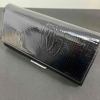 カルティエ(Cartier)のCartier カルティエ 財布 長財布 黒 小銭入れ エナメル 240112(長財布)