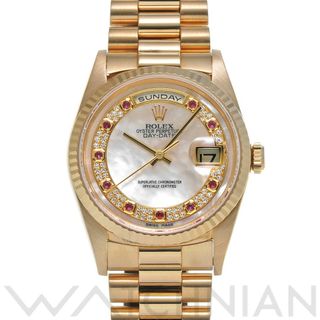 ロレックス(ROLEX)の中古 ロレックス ROLEX 18238NMR W番(1995年頃製造) ホワイトシェル /ミリヤードダイヤモンド/ルビー メンズ 腕時計(腕時計(アナログ))