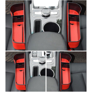 新品未使用 車用 サイド収納ボックス 赤 助手席 運転席 シートの隙間差込み　赤(車内アクセサリ)