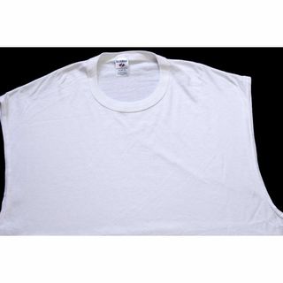 ジャージーズ(JERZEES)のデッドストック★00s JERZEES 無地 ノースリーブ コットンTシャツ 白 3X★オールド バインダーネック ホワイト オーバーサイズ(Tシャツ/カットソー(半袖/袖なし))