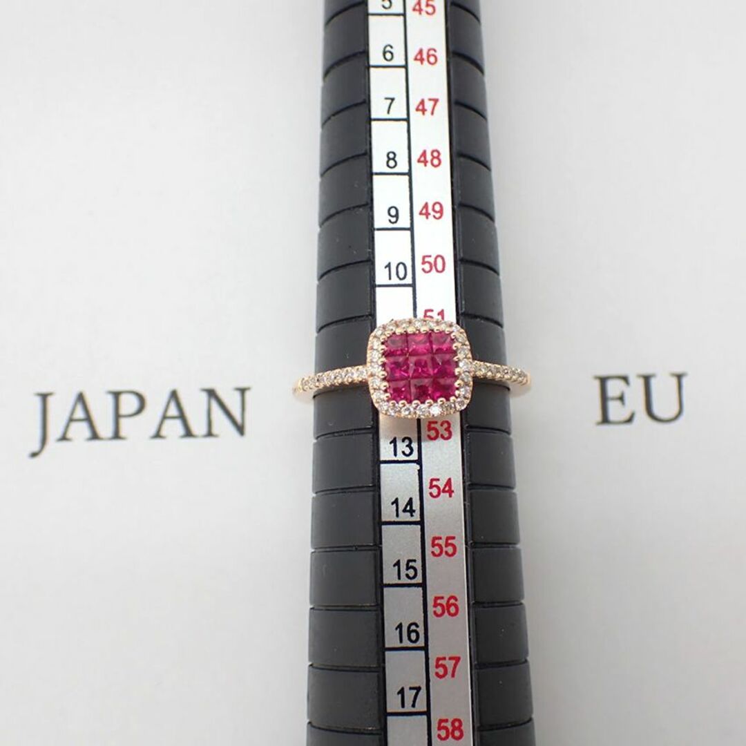 K18PG ルビー ダイヤモンド リング 12号[g206-20] レディースのアクセサリー(リング(指輪))の商品写真